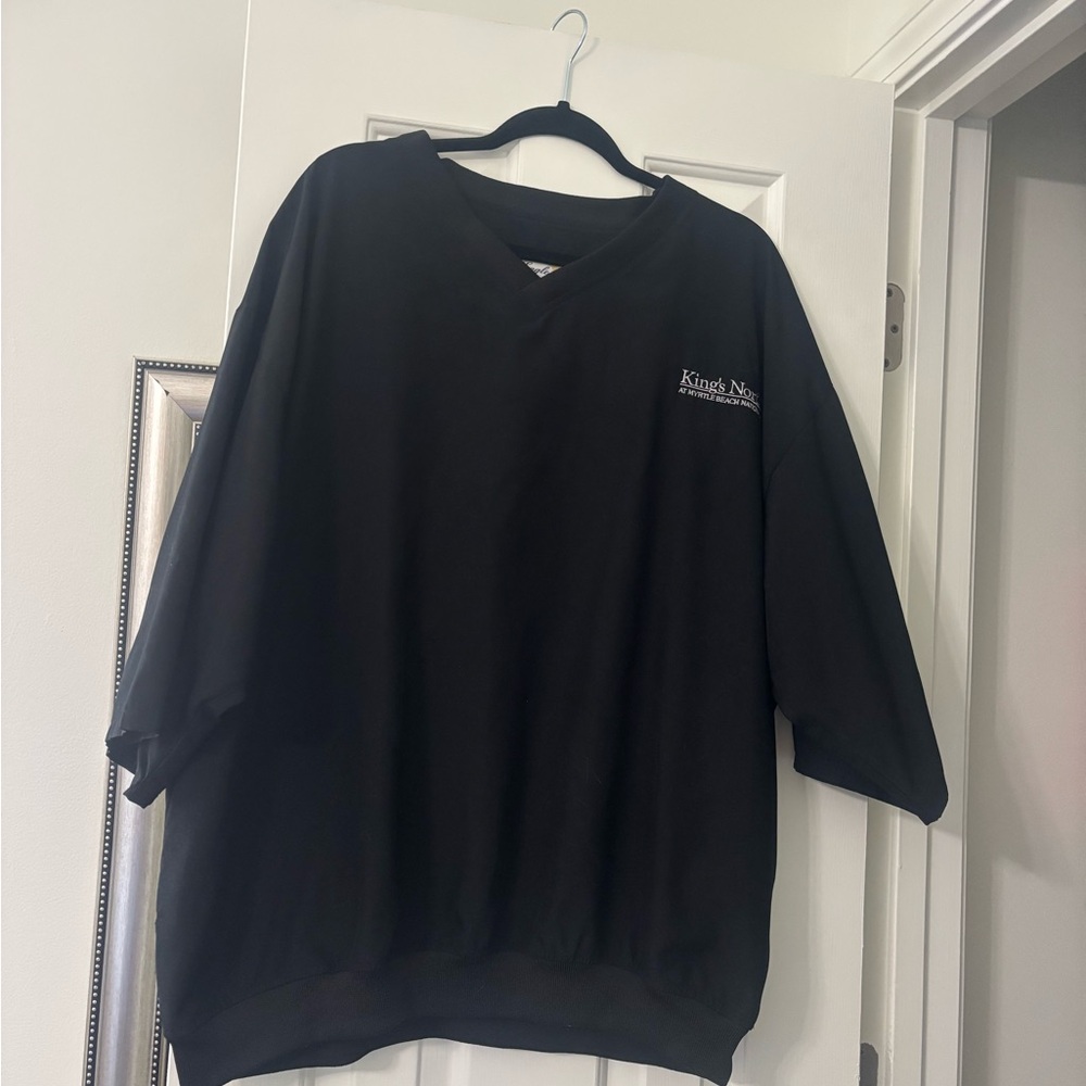 Men's Black Windbreaker Pullover with Subtle Logo
